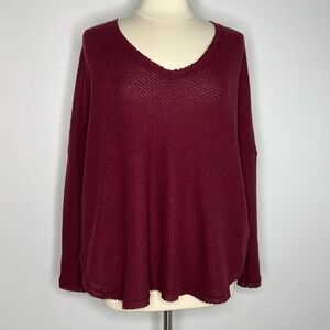 Out from Under / Urban Outfitters burgundy thermal oversized top size Small